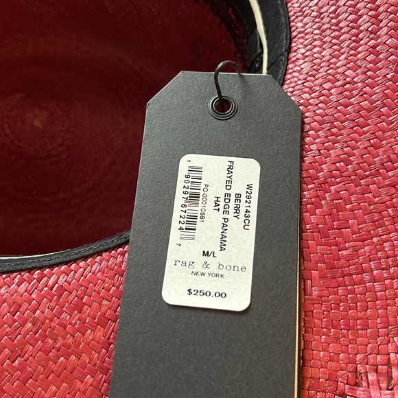 Brand new Rag & Bone FRAYED EDGE PANAMA HAT. Berry. Size: M/L - Picture 5 of 10